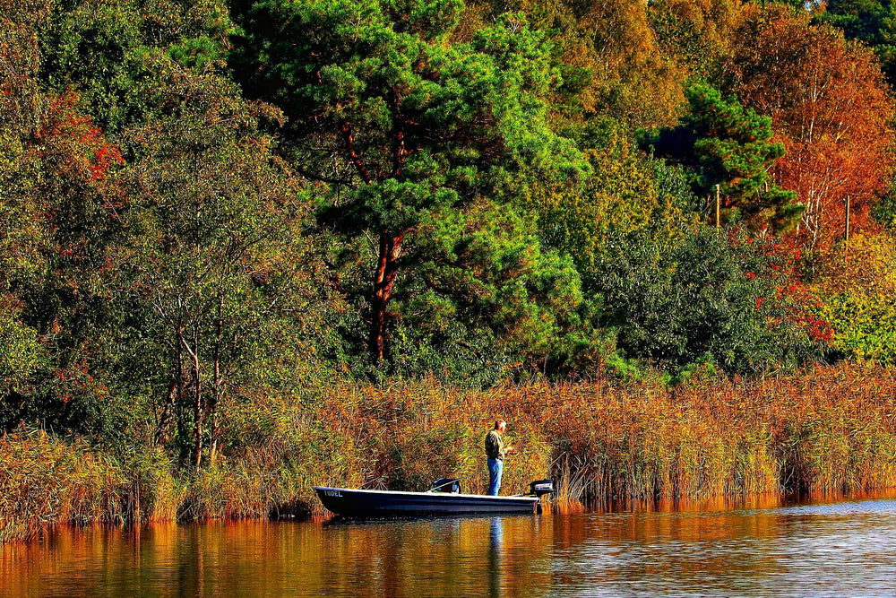A man immersing in the nature with a boat.
