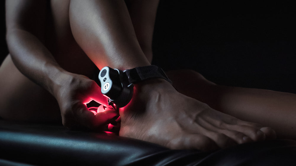 An image of a female ankle with Kineon Light Therapy.